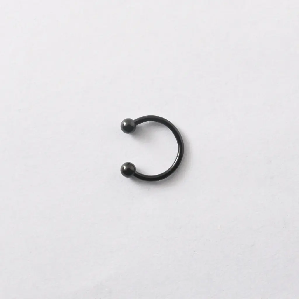 Пірсинг підкова з кульками 16 G чорний