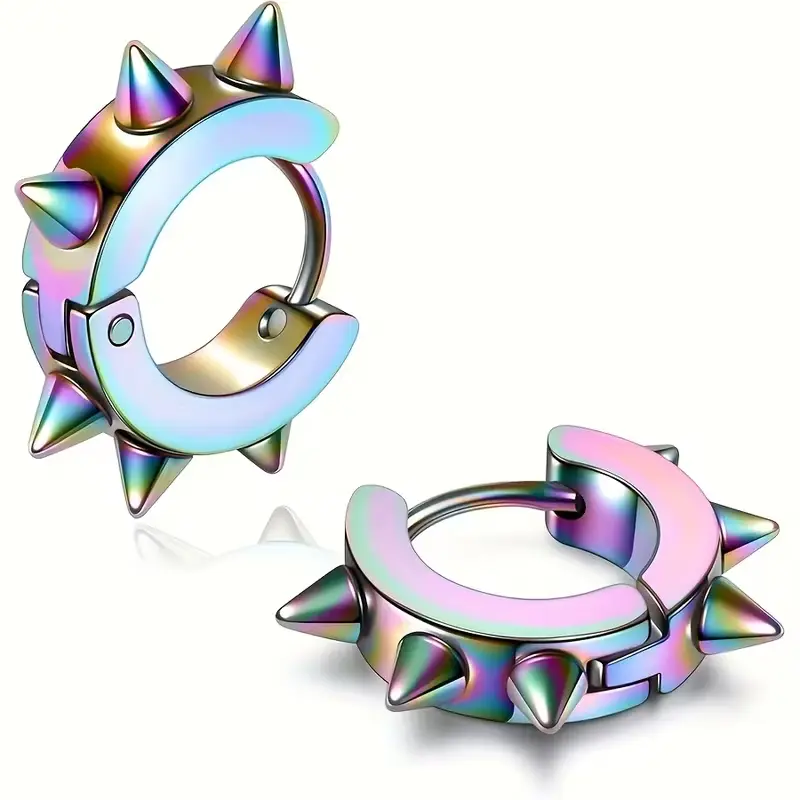 Сережки з шипами металеві кольорові