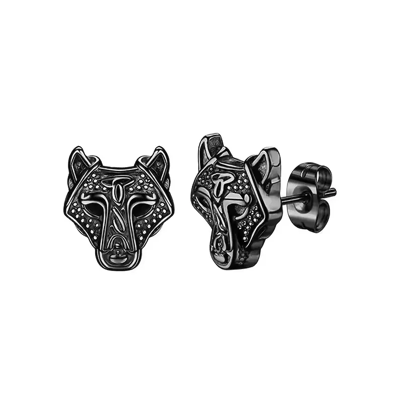 Сережки металеві Вовки - Wolves чорні 