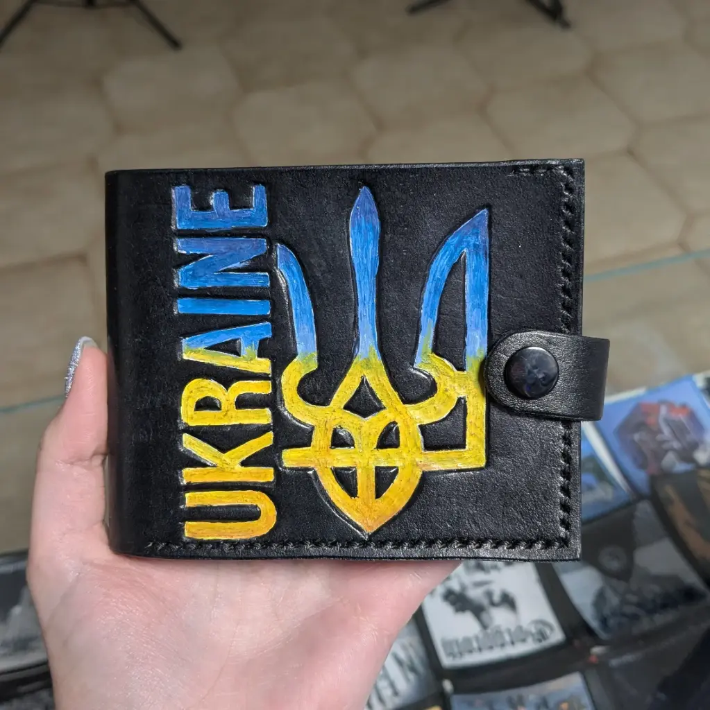 Гаманець з натуральної шкіри Тризуб Кольоровий