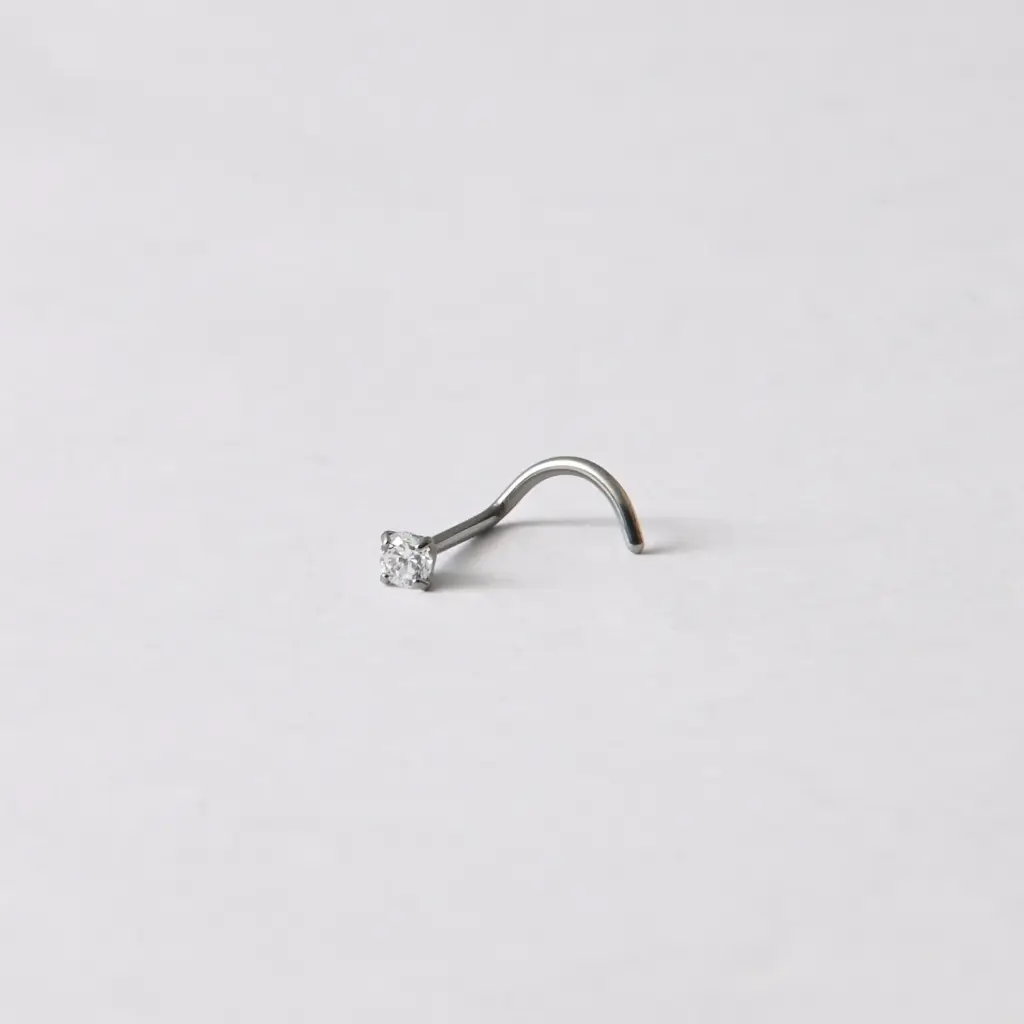 Пірсинг для носа ностріл з каменем Titanium 20 G