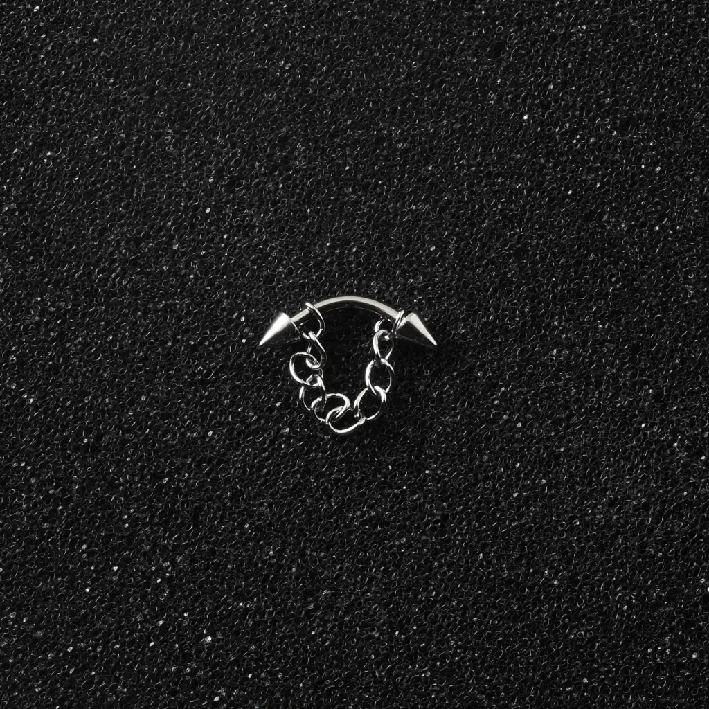 Пірсинг мікробанан з шипами з ланцюжком 16 G