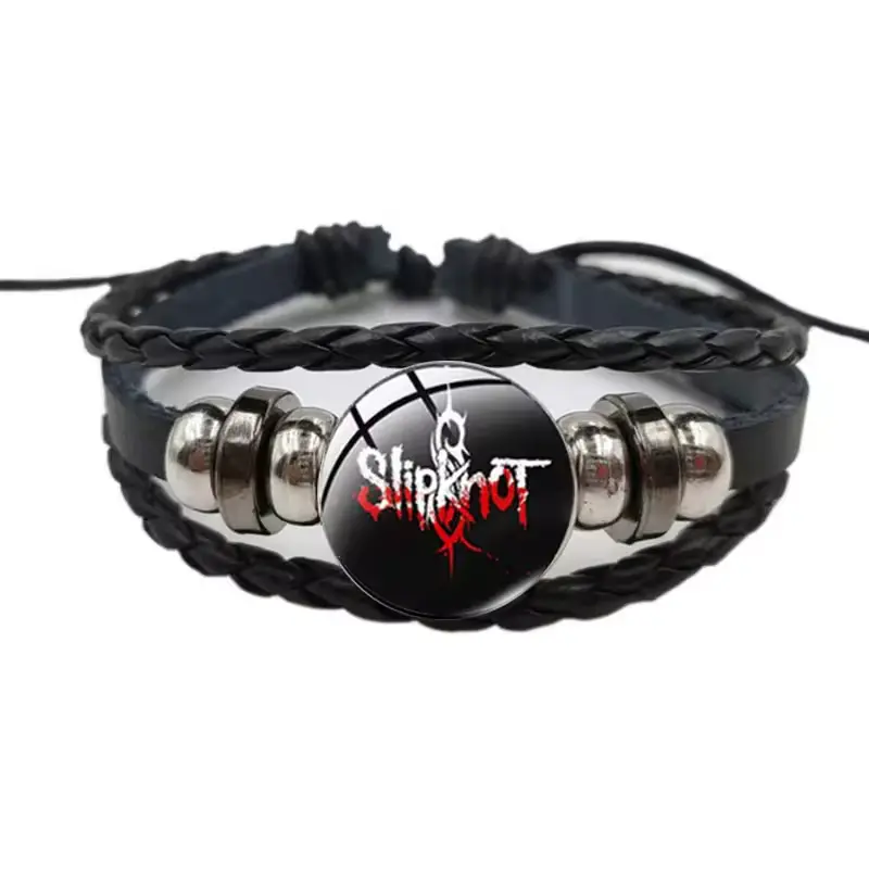 Шкіряний браслет Slipknot чорний