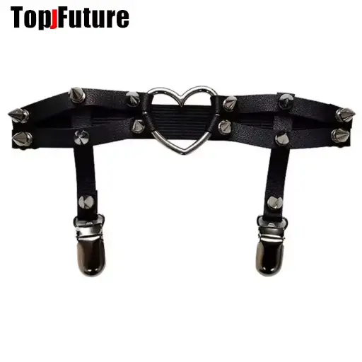 [11828] Гартер на ногу Серце з шипами та підв'язками