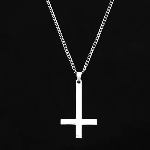 [11930] Кулон на ланцюжку Перевернутий Хрест металевий