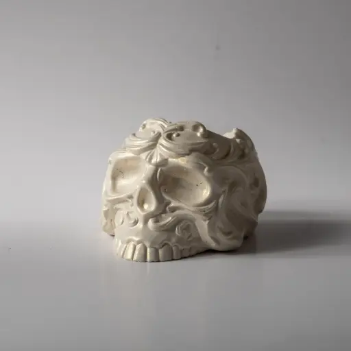 [11957] Гіпсове кашпо Череп середній білий