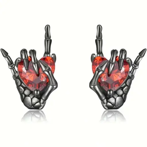 [12081] Сережки металеві Devil Horns Heart