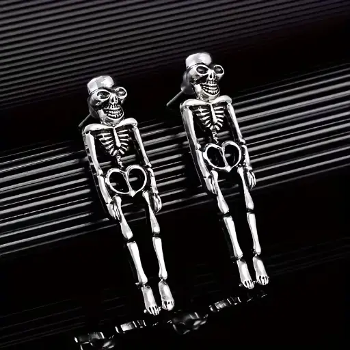 [12088] Сережки металеві Скелети - Skeleton