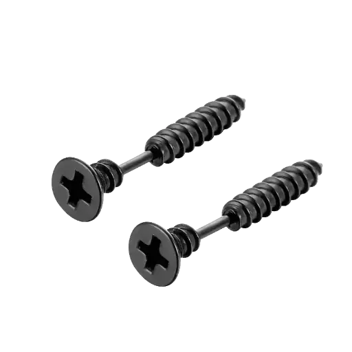 [12102] Сережки металеві Шурупи чорні