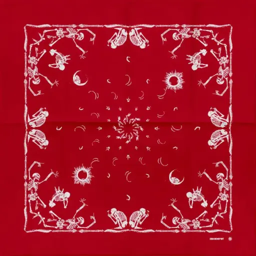 [1172] Бандана Коловорот Скелети та кістки червона