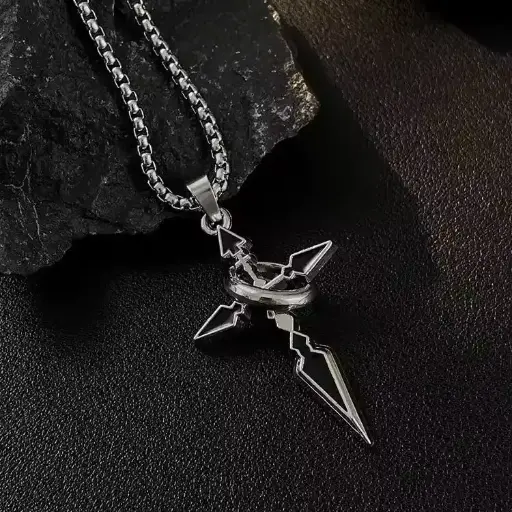 [1415] Кулон на ланцюжку Хрест з обручкою