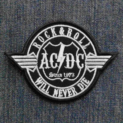 [150] Нашивка AC/DC - Rock'n'Roll біла вишита
