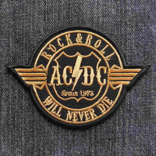 [151] Нашивка AC/DC - Rock'n'Roll бронзова вишита