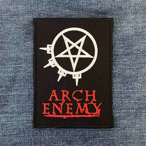 [2047] Нашивка Arch Enemy Red Logo With Pentagram вишита