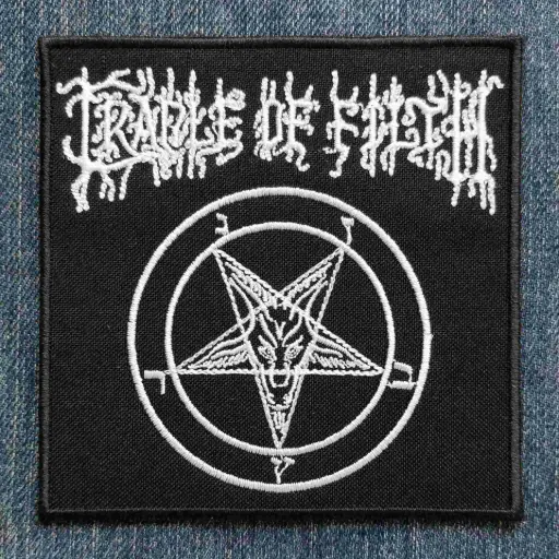 [1565] Нашивка Cradle Of Filth White Logo With Pentagram вишита