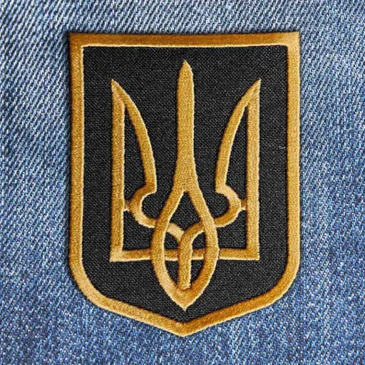 [1413] Нашивка Тризуб чорний фон вишита на липучці