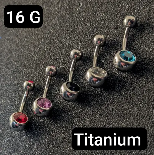 [11098] Пірсинг банан з каменем Titanium