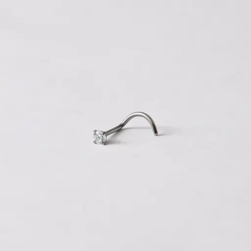 [1591] Пірсинг для носа ностріл з каменем Titanium 20 G