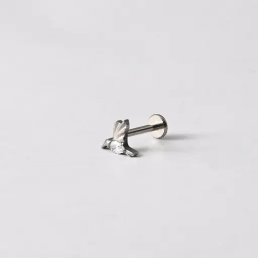 [823] Пірсинг лабрет кластер з каменем Птах Titanium 16 G