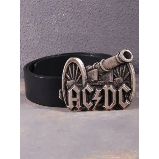 [960] Ремінь шкіряний AC/DC гармата чорний