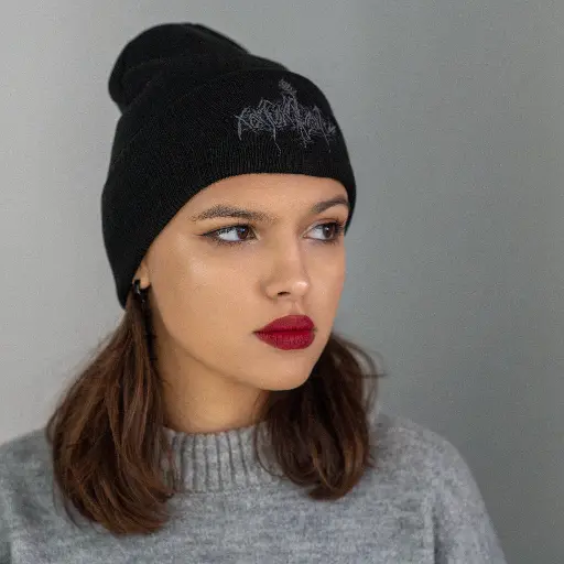 [1689] Шапка біні Nokturnal Mortum - Істина (Verity) Grey Logo вишита чорна