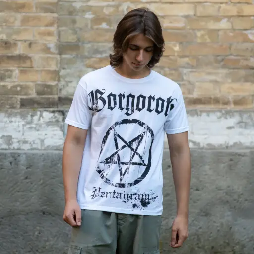 [10134] Футболка Gorgoroth - Pentagram біла
