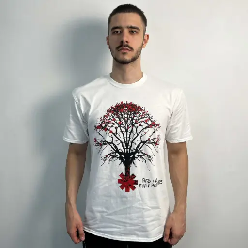 [10585] Футболка Red Hot Chili Peppers дерево біла